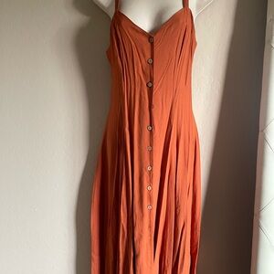 Casual Orange Button-Down Dress